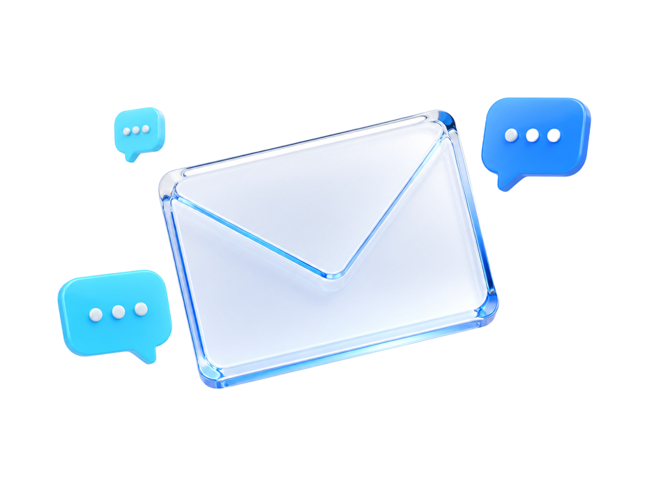 Glass email illustration representing 30 days of complimentary support